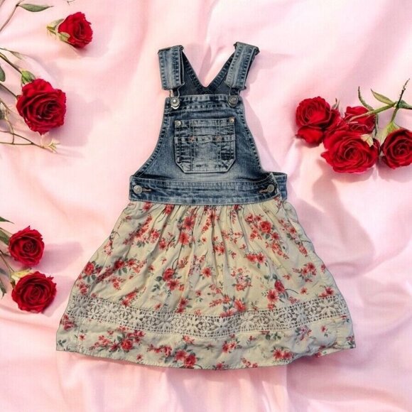 Jordache Other - Jordache Acid Wash Denim Floral Jumper Lace Pink Flowers Vintage Size 4 5 XS